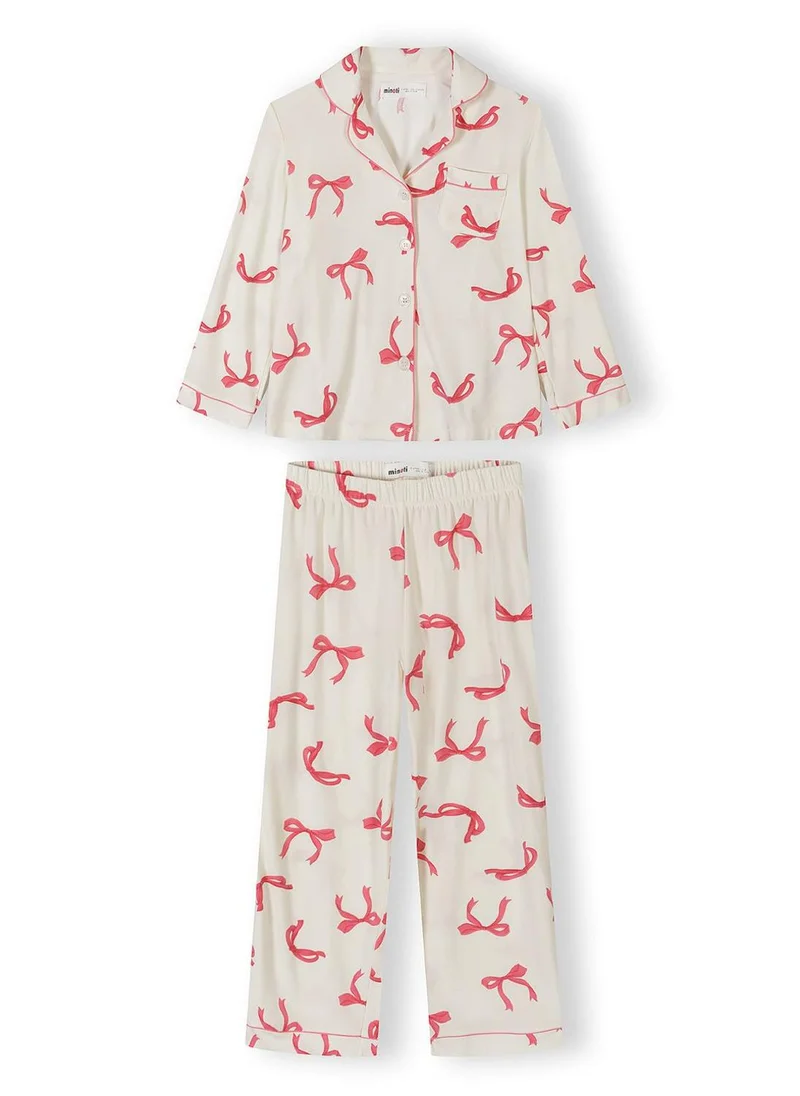 Minoti Girls long sleeve pyjama set white bow print age